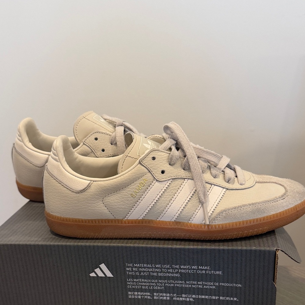 adidas Samba Off-White Leather Sneakers with Gum Sole